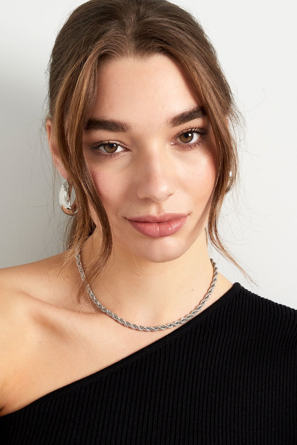 unisex necklace thick twisted short - Gold color-4.5mm h5Picture2